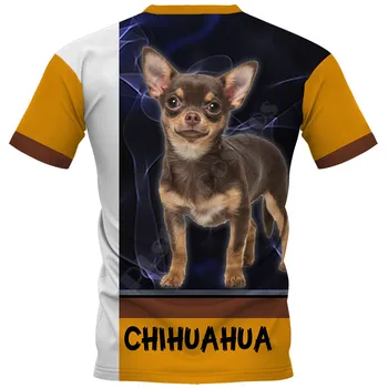 Chihuahua 3D Natisnjeni t-shirt Harajuku Ulične T srajce Smešno Živali, Moške, Za Ženske, Kratek Rokav Padec Ladijskega prometa 02