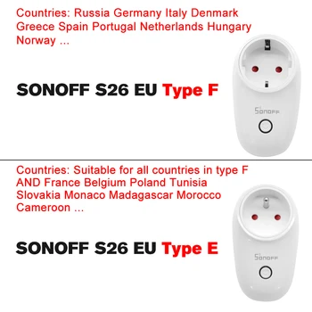 SONOFF S26 ITEAD Wifi Smart Vtičnico in Daljinski upravljalnik Adapter Pametni Dom električnih Vtičnic US/UK/CN/AU/EU Vnesite E/F Neobvezno