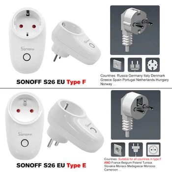 SONOFF S26 ITEAD Wifi Smart Vtičnico in Daljinski upravljalnik Adapter Pametni Dom električnih Vtičnic US/UK/CN/AU/EU Vnesite E/F Neobvezno