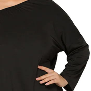 Črna Obleka Ženske Elegantne Plus Velikost Svoboden Nezakonitih Eno Pleče Dolgo Rokav Seksi Obleke Poletje Mini Obleka Vestidos Robe