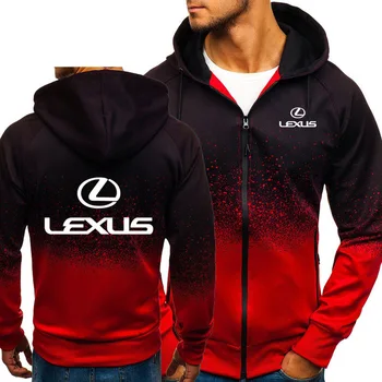 NEW2020 za Lexus Avto Logotip Tiskanja Priložnostne HipHop Harajuku Gradient barve Mens Hooded Runo Sweatshirts zadrgo Jakna