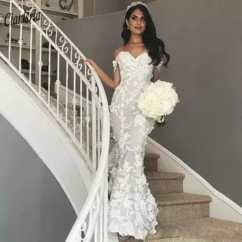 Najnovejši Ljubica Dubaj arabski Zamah Vlak morska deklica Poročno Obleko Appliques Čipke Dolge poročne Obleke Poročne vestido de novia