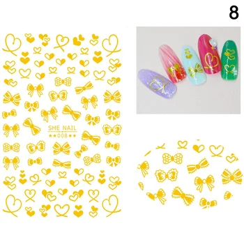 1Sheet Nail Art Nalepke Zlati Trakovi Cvetlični Vzorec Manikura DIY Nalepke za Nohte Pribor @ME88