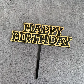 Preprost Stil Akril Happy Birthday Cake Pokrivalo Zlato Rojstni dan Torta Pokrivalo za Obletnico Borthday Stranka Torto Dobave 2020 Nova
