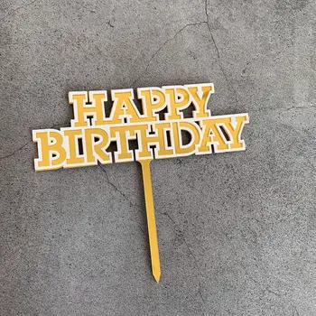 Preprost Stil Akril Happy Birthday Cake Pokrivalo Zlato Rojstni dan Torta Pokrivalo za Obletnico Borthday Stranka Torto Dobave 2020 Nova