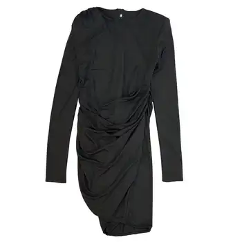 ZCSMLL Rorund Ovratnik Ženske Črna Vestidos Dolg Rokav 2021 Jeseni, Pozimi Barva Vintage Moda Žensko Obleko Tide