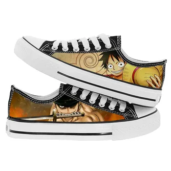 Unisex Anime 3D EN KOS Belega Priložnostne Platno Čevlji plimsolls Risanka Monkey D. Luffy Nizko Ravno čevlji raca čevlje, Superge