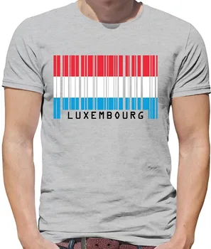 Tiskanje T Shirt Mens Kratek Rokav Vroče Luksemburg Črtne Kode Slog Zastavo - Moški Crewneck T-Shirt - 7 Barv, T-Shirt