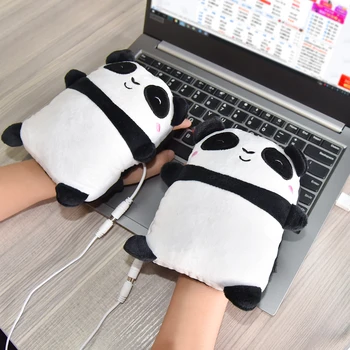 Pozimi USB Tople Rokavice Risanka Panda Ogrevanje Rokavice Polovica Ogrevanih Fingerless Ogrevanje Roke Toplejše Za Moške, Ženske 1Pair