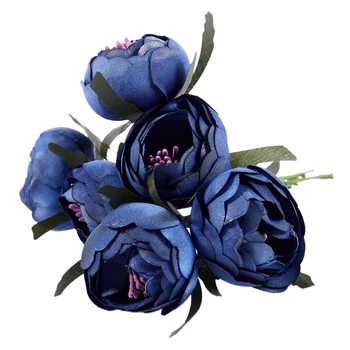 Vroče SV-6pcs/veliko Simulacije Svileno krpo šopek neveste ima cvetje dekorativno cvetje (Royal modra vijolična srce), En cvet di