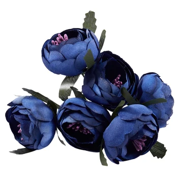 Vroče SV-6pcs/veliko Simulacije Svileno krpo šopek neveste ima cvetje dekorativno cvetje (Royal modra vijolična srce), En cvet di