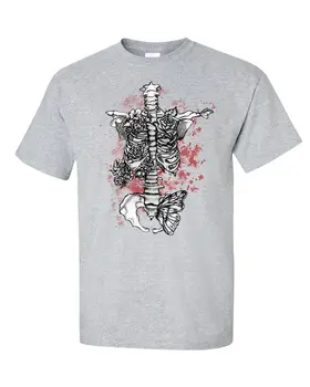 2019 Design, Okostje Moški T-Shirt Goth Punk Rock, Grunge Lobanje Tatoo Alternativnih Črnilo Kovinske Tiskanja Krog Vratu Človek