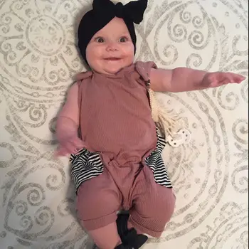 2020 Newborn Baby Dekleta Fantje brez Rokavov Mozaik Priložnostne Romper Jumpsuit Obleke Obleke Poletje 0-24M