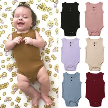 0-24M Novorojenega Dojenčka Baby Obleko Dekleta, Obleka, O-Vratu Trdna Obleka brez Rokavov Obleke prispetju Poletje Plaža