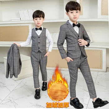 Baby Fantje Poroka Obleke Pomlad Jesen Otroci Lep Jopič Obleke Pozimi Fantje Zgostitev Formalno Določa Otrok Korejski Kariran Obleke