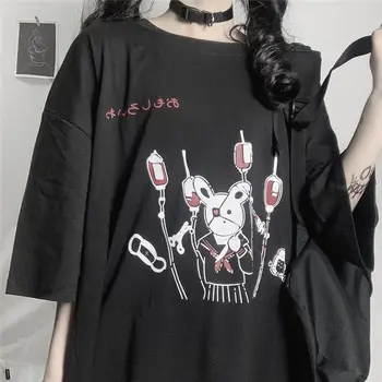 Vintage Hip Hop Street Style Loose majica s kratkimi rokavi Ženske Poletje Vrhovi 2020 korejski Moda Oversize Tees Šolarka, Ulične Oblačila