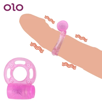 OLO Penis Prstan Vibrator Spolnih Igrač za Moške Nekaj Zamude Izliv Silikona z vibriranjem Petelin Extender Obroč Klitoris Stimulator