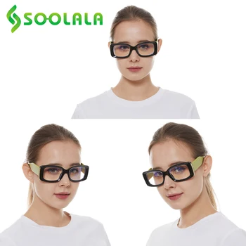 SOOLALA Kvadratnih Anti Modra Svetloba Obravnavi Očala Ženske Široko Roke Računalnik Očala Presbyopic Očala Povečevalna Za Branje