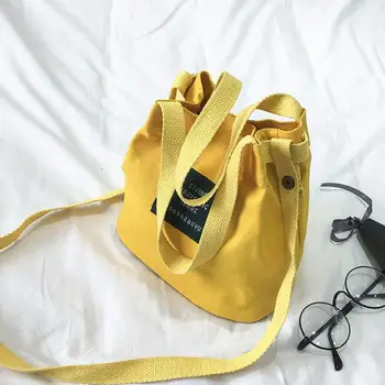 Ženska' Vrečka Platneni Torbici Moda Mini Enotni Traku Vedro Vreča Ramenski Crossbody Ženski nakupovalne torbe