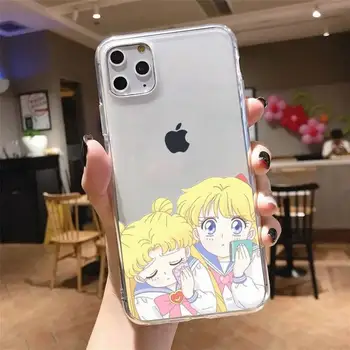 Sailor Moon Risanka dekle Telefon Primeru Pregleden mehko Za iphone 5 5s 5c se 6 6s 7 8 11 12 plus mini x xs xr pro max