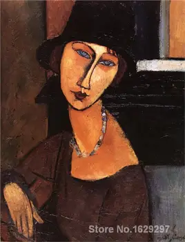 Moderno slikarstvo povzetek Jeanne Hebuterne s Kapo in Ogrlica z Amedeo Modigliani Visoko kakovostnih Ročno poslikane