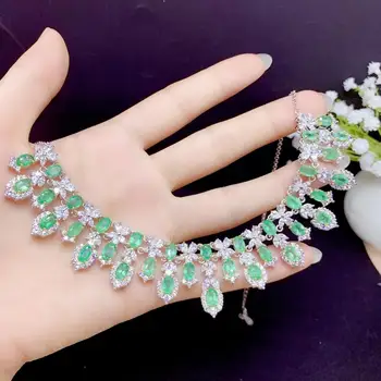 Luksuzni elegantno smaragdno zelena naravni gemstone ogrlica za ženske, darila nakit s srebrno stranka prisotna slog naravnega gem stranka