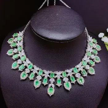 Luksuzni elegantno smaragdno zelena naravni gemstone ogrlica za ženske, darila nakit s srebrno stranka prisotna slog naravnega gem stranka