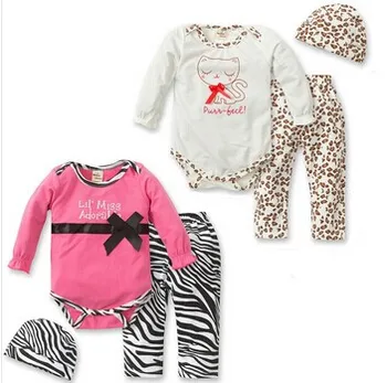 2020 Jeseni Mode baby dekle oblačila za Dojenčke oblačila leopard baby romper+hlače+klobuk 3pcs/ustrezala newborn baby oblačila sklop