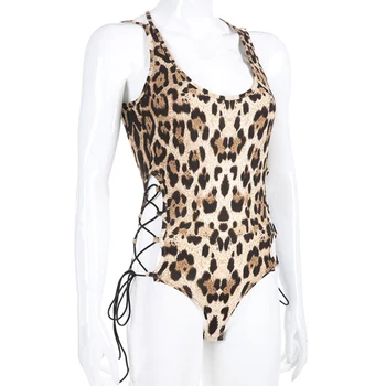 Ženske Seksi Zanko Retro moda leopard tiskanja, krasen in elegantno, pas trakovi na obeh Obleke Suh Bodysuits Ženski Romper