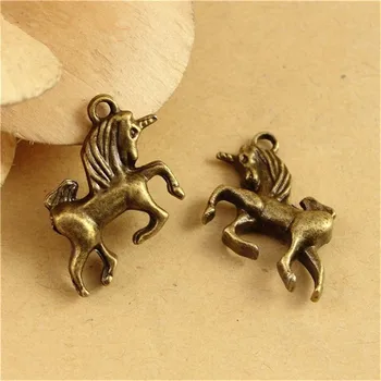 50pcs/lot Antique Bronze Unicorn Charms 22*14*5MM Fairy Tale Animal Charms for Handmade Jewelry