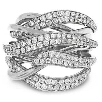 Ročno Križ obroč 925 Sterling srebro AAAAA Diamant Udejstvovanje, Poročni Bend, Obroči za ženske, moške Prst Stranka Nakit