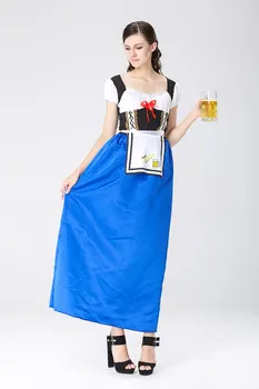 Modri Nemški Oktoberfest Seksi Devica Kostum Bavarsko Pivo Dekle Pustna Noč Čarovnic Karneval Igre Plus Velikost Kostumi Za Ženske