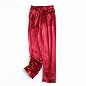 Padec priložnostne hlače ženske visoko pasu vrečasta hlače joggers ženske hlače črne, rdeče sweatpants ženske letnik saten hlače ravne