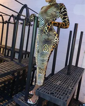 Seksi Nočni Klub Stranka Nositi Obleko Za Ženske Modni Leopard Zebra Natisnjeni Turtleneck Poln Rokavi Suh Mid-Dolžina Obleke