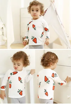2020 Nov Baby otroška Oblačila Bombaža Dolgo rokavi T-shirt korejska Različica Srčkan Vrhovi Tee Perilo Mehko Priložnostne Dno Majica
