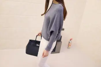 2018 novo pomlad pulover korejske ženske Pletene Dolg Rokav Batwing poncho Moda Dekle je Plašč Trdna Kvačkani Puloverji Vrhovi
