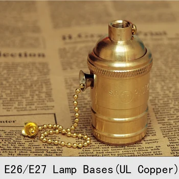 Vintage Edison Žarnica Svetilka Imetnik Baker Retro Starinsko Zlato Pull Zadrgo Preklop Svetilko Vtičnico E26E27 UL Dobro Obesek Lučka Baze 2Pcs