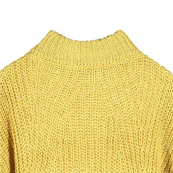 Nove Ženske, dame, jeseni, pozimi Dolg Rokav Pleteni puloverji Turtleneck moda svoboden priložnostne trdna kratek pulover vrhovi