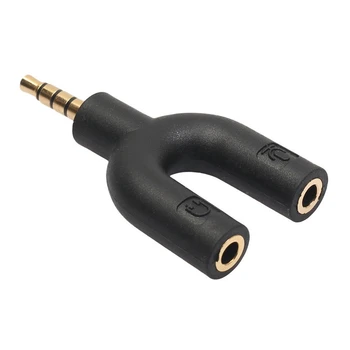 Slušalke Adapter Kit U Oblika 3,5 mm Y Cepilec za o Slušalke in MIKROFON črna