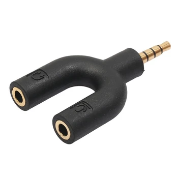 Slušalke Adapter Kit U Oblika 3,5 mm Y Cepilec za o Slušalke in MIKROFON črna