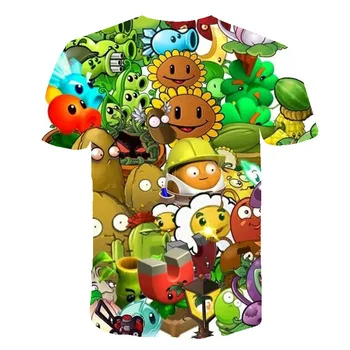 2020 Poletje Tshirt Otroci Oblačila 3D Tiskanje Baby Fantje T Shirt Sneg Rastline Vs Zombija Vojne Igre Otroci Dekle T-shirt Priložnostne Vrhovi