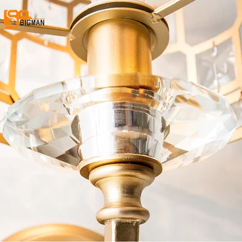 Država slog zlato crystal stenska svetilka zlato steno rov AC110V 220V lustre stenske luči za dom