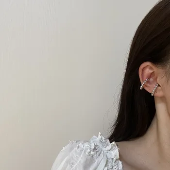 Koreja, nova Dvojna plast pearl Posnetek na Uhane Ne Piercing Ponaredek Hrustanca Uhan za ženske Estetski accessorie nakit