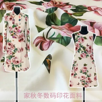 145*200 cm Evropi in Združenih državah amerike blagovne znamke jeseni in pozimi nov odsek saten digitalni tisk Rose vzorec modne tkanine