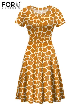 FORUDESIGNS 2020 Moda korejski Plus Velikost Seksi Žirafa Vzorec Obleko Za Ženske Poletje Obleko O-vratu Seksi Dolgo Obleko Maxi Velika Velikost