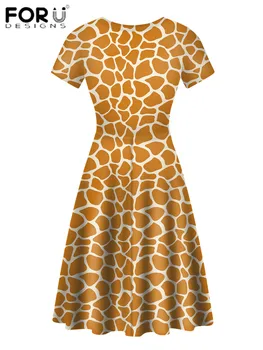 FORUDESIGNS 2020 Moda korejski Plus Velikost Seksi Žirafa Vzorec Obleko Za Ženske Poletje Obleko O-vratu Seksi Dolgo Obleko Maxi Velika Velikost