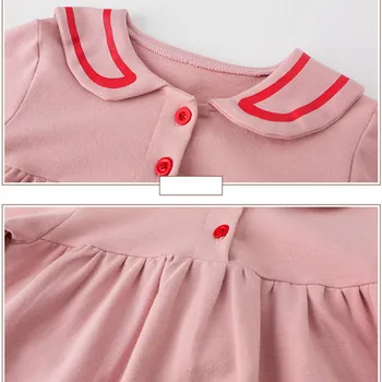 DFXD Princesa Kostum Baby Oblačenja Dekle Pomlad Dolg Rokav Srcu-line Obleko Preppy Stil Otroci Stranka Obleko 1-5T Bombaž Oblačila