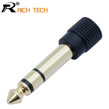 1pc Mikrofon zvočnik priključite spojnik za zvok 6,35 mm moški vtič jack 3.5 mm 3 pole ženski vtičnico zvočniški adapter je pozlačen