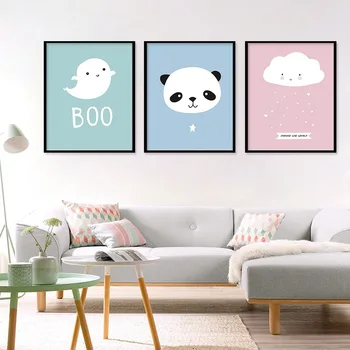 Kawaii otroška Soba, Dekorativno Slikarstvo, Risanka Srčkan Živali Panda Cloud Veter Doma Preprosto Visi Slika brez okvirjev Risanje
