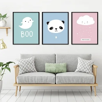 Kawaii otroška Soba, Dekorativno Slikarstvo, Risanka Srčkan Živali Panda Cloud Veter Doma Preprosto Visi Slika brez okvirjev Risanje